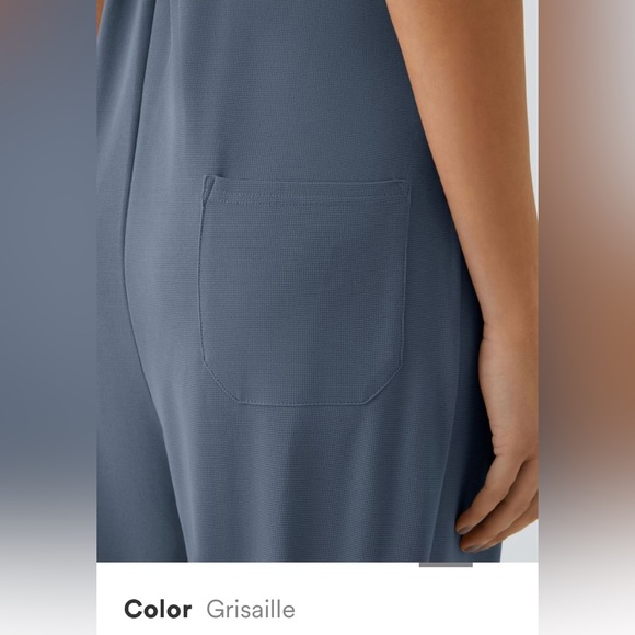 HALARA Slate Blue Waffle Knit Overalls Cuffed Jumpsuit Women’s S NWT - Picture 10 of 12